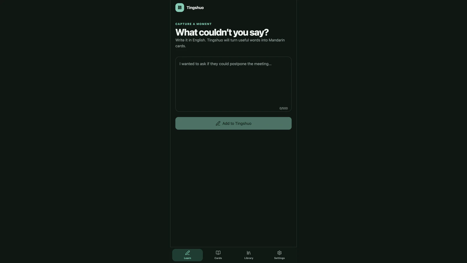 Tingshuo Mandarin learning application